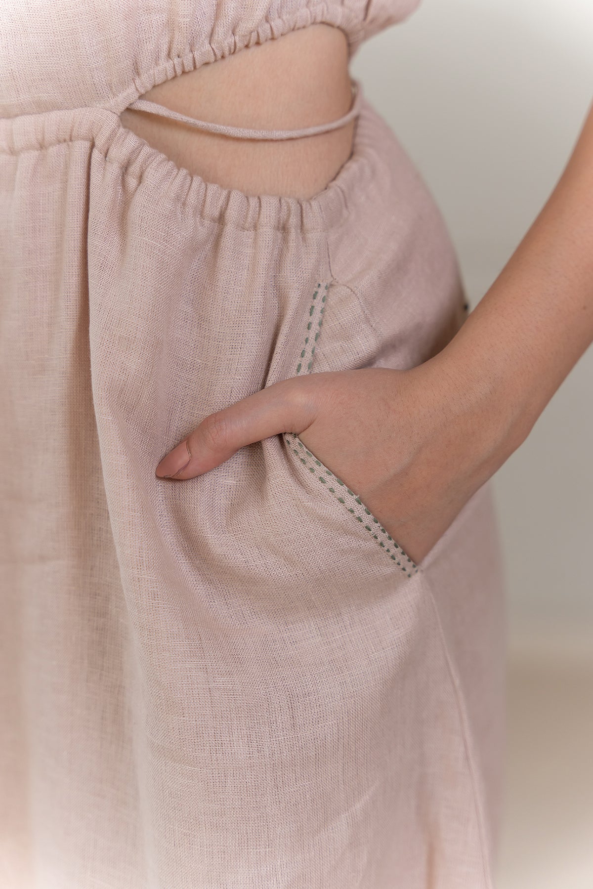 LAUREL LINEN DRESS - Beige