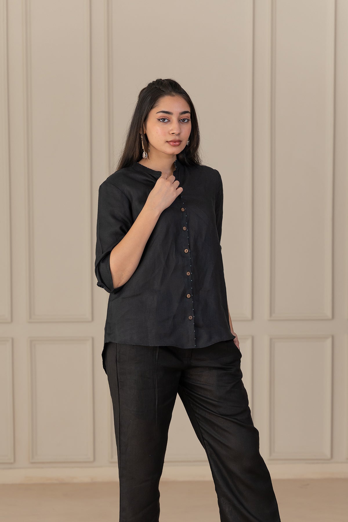 Milano Linen Shirt - Black