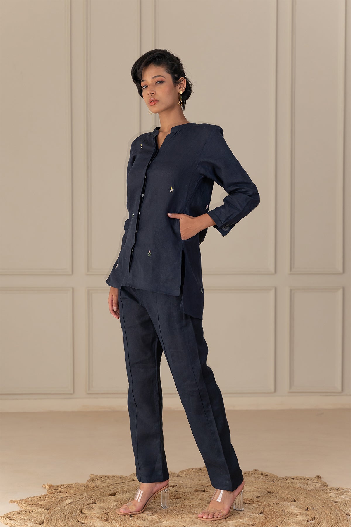 MONA LINEN SHIRT - Blue