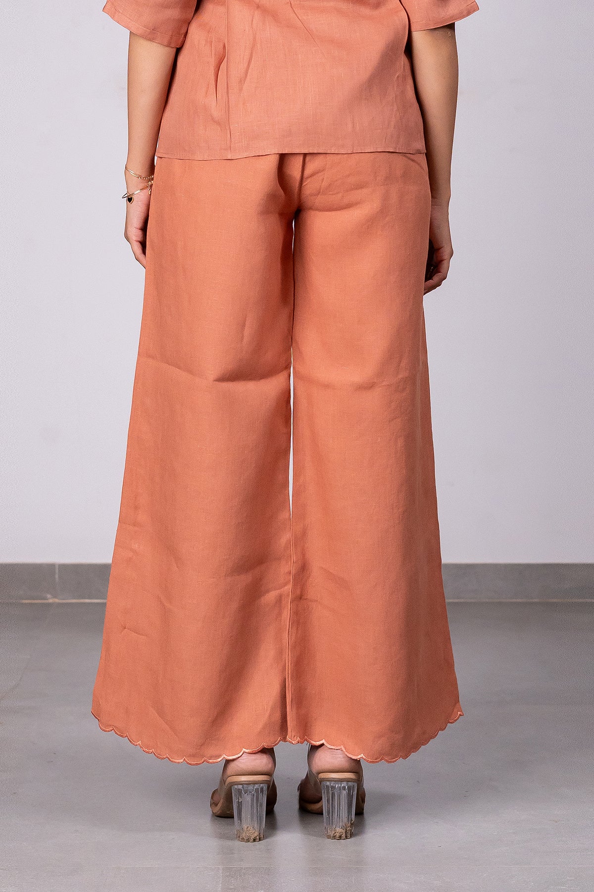 Martha Linen Cutwork Pants - Sand Brown
