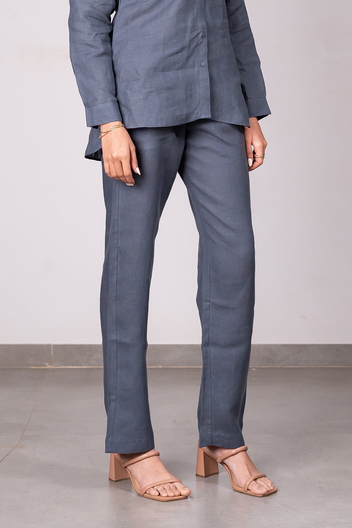 Maya Linen Narrow Pants – Charcoal Grey