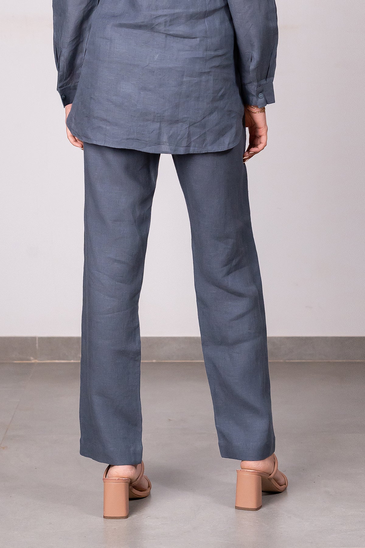 Maya Linen Narrow Pants – Charcoal Grey
