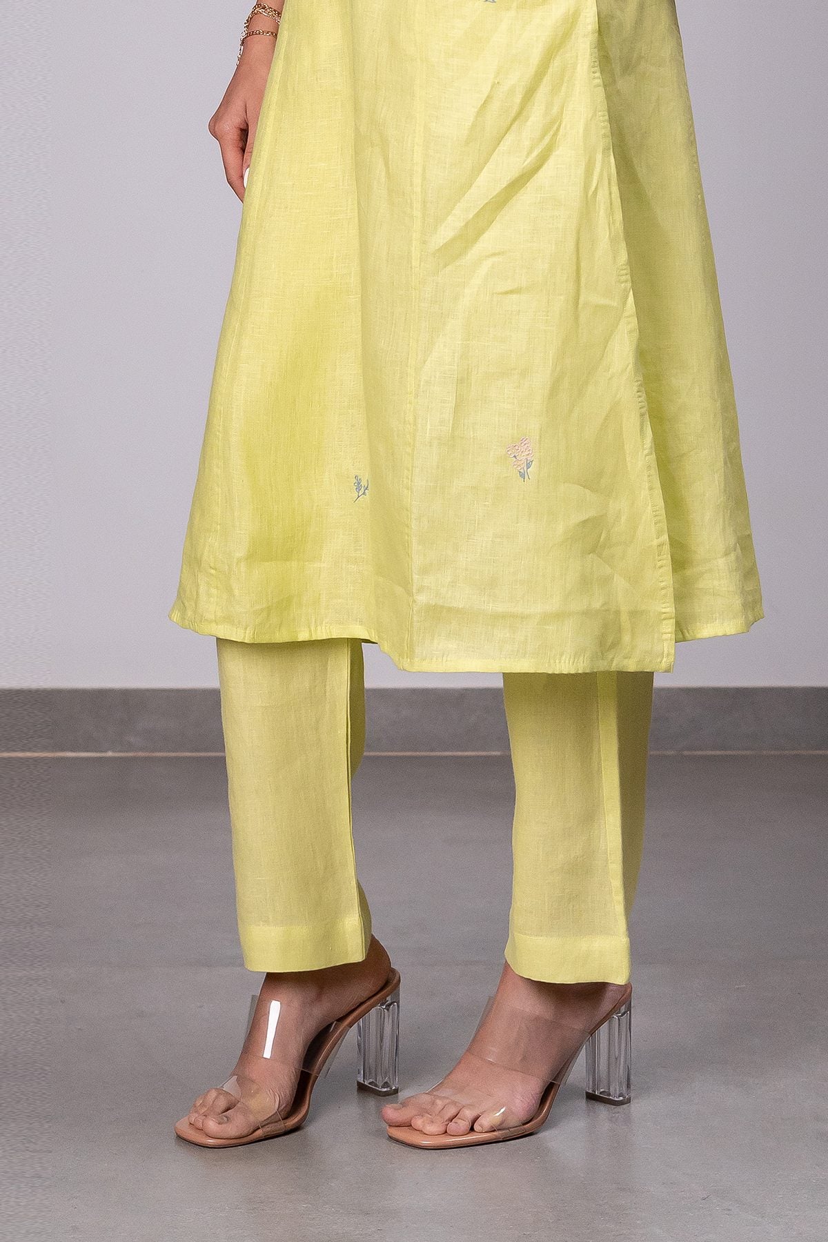 Maya Linen Narrow Pants – Lime