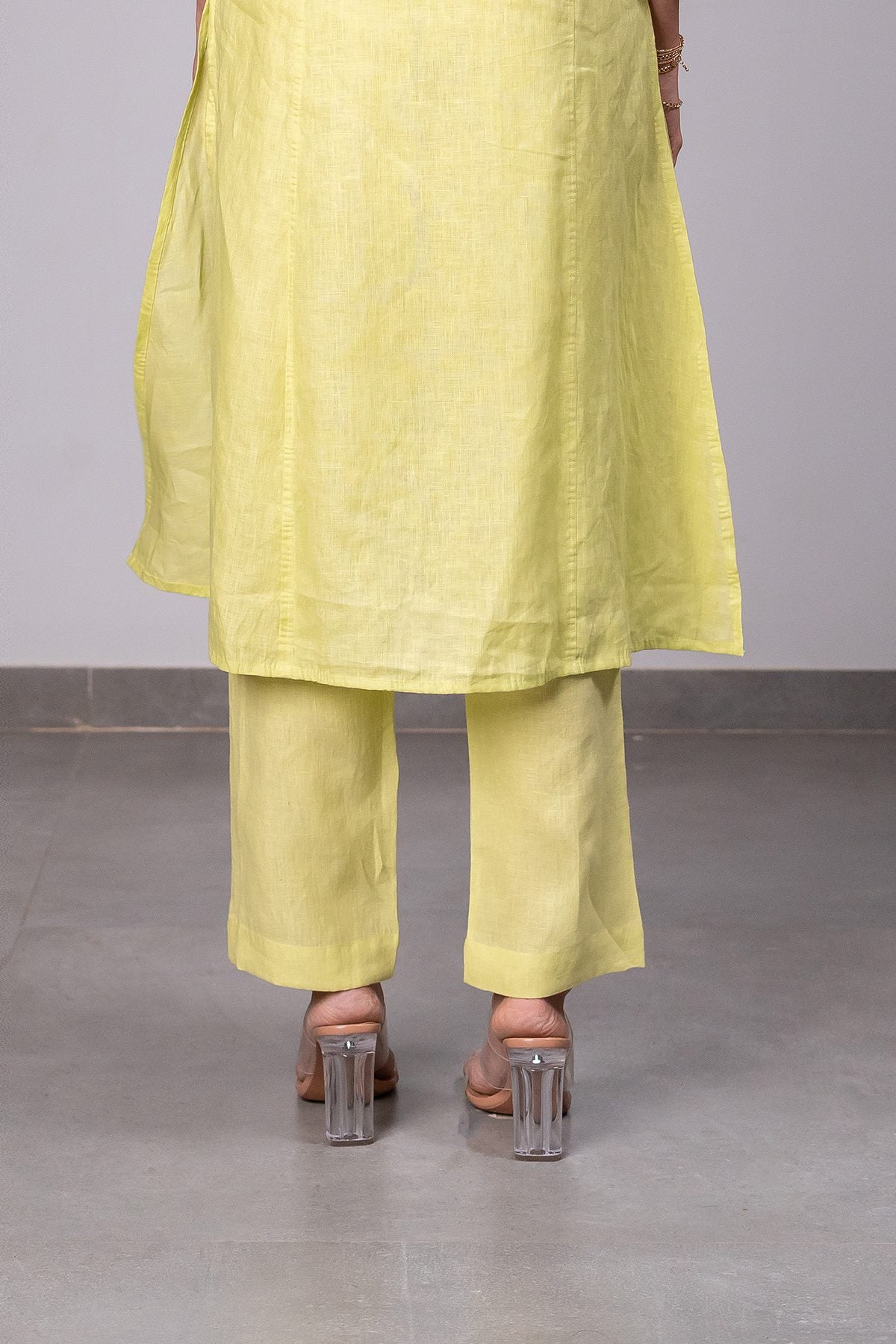 Maya Linen Narrow Pants – Lime