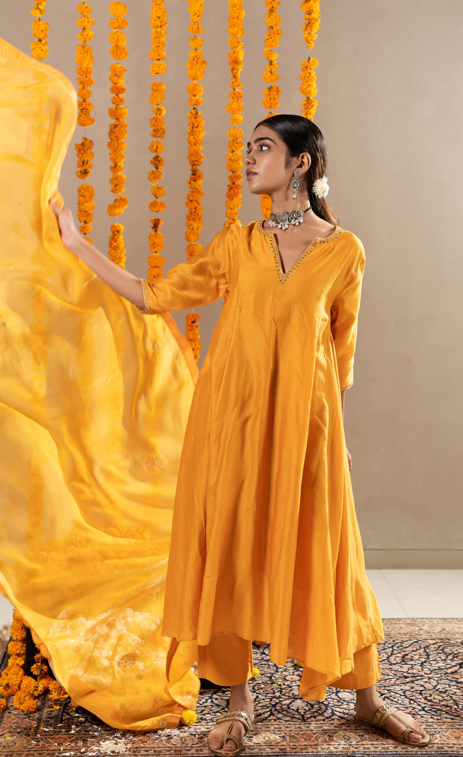 Mayur-Organza-Dupatta-Mustard-Orange-