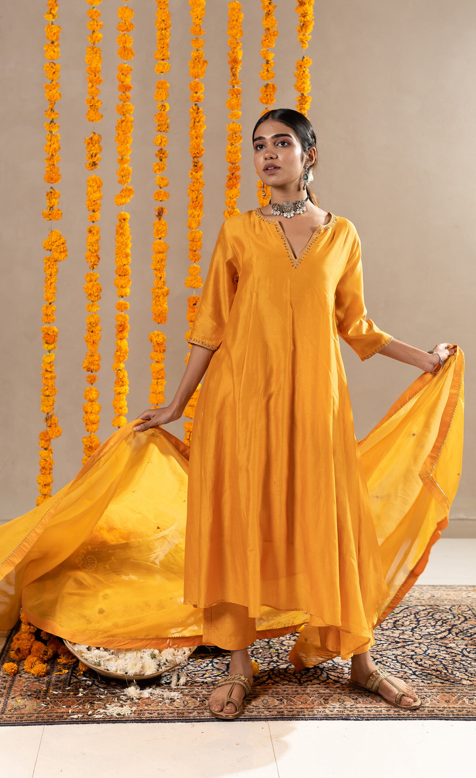 Mayur-Organza-Dupatta-Mustard-Orange-