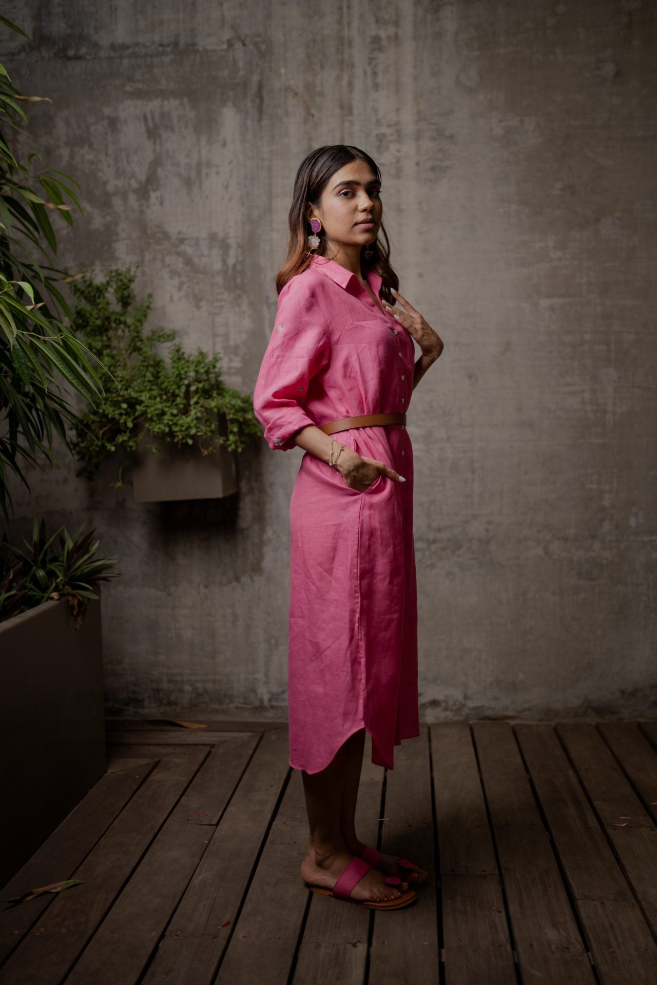 Melisma shirt dress - Bright Pink