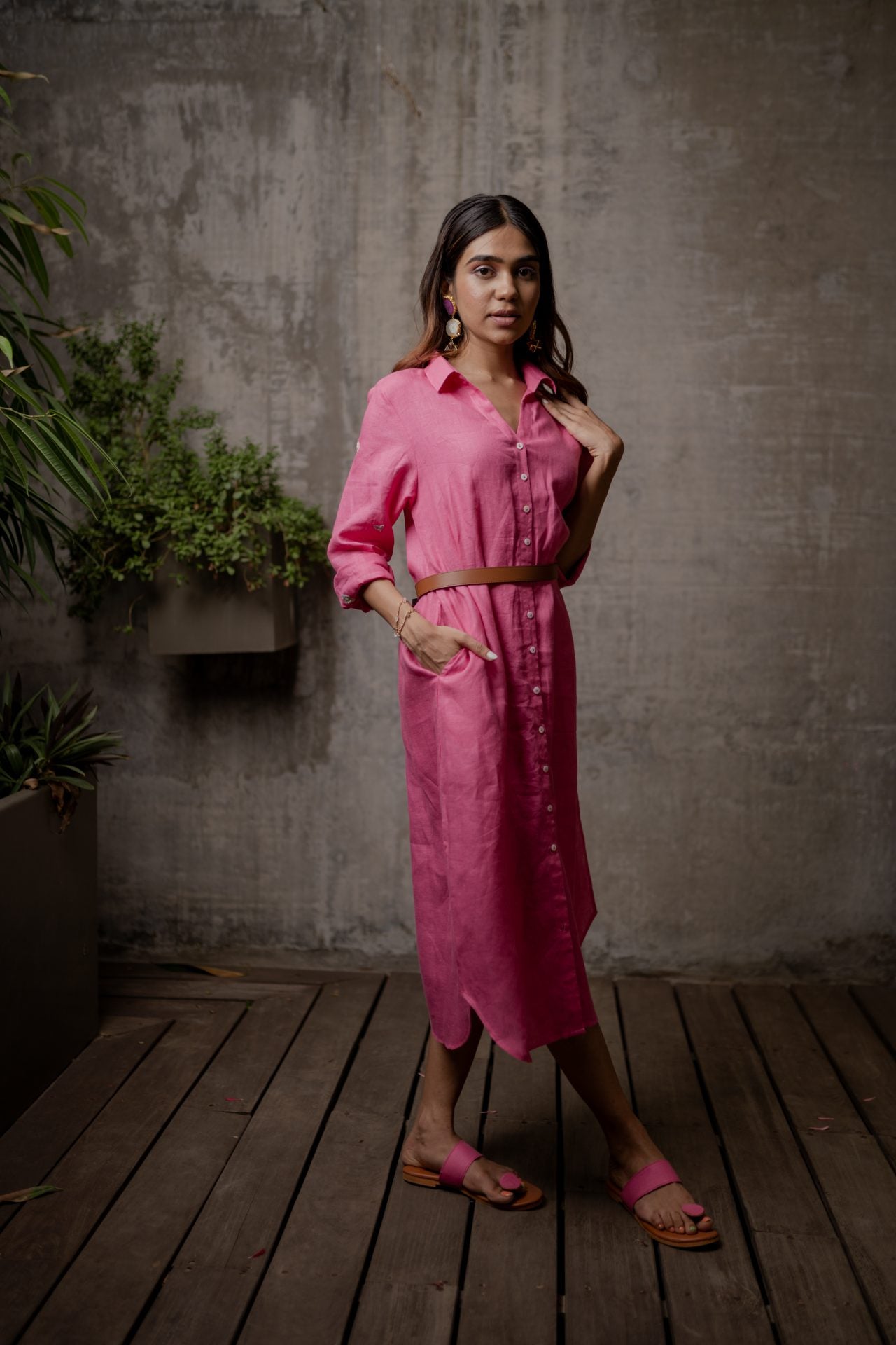 Melisma shirt dress - Bright Pink