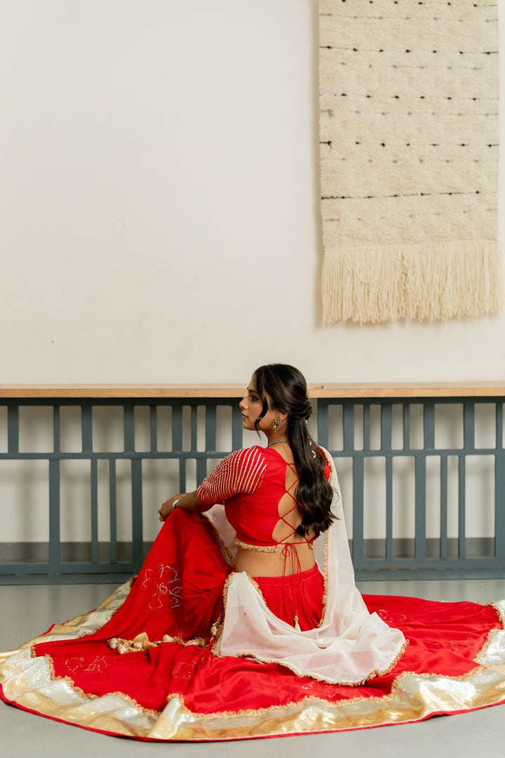 Mukaish Phool Chaniya- Red
