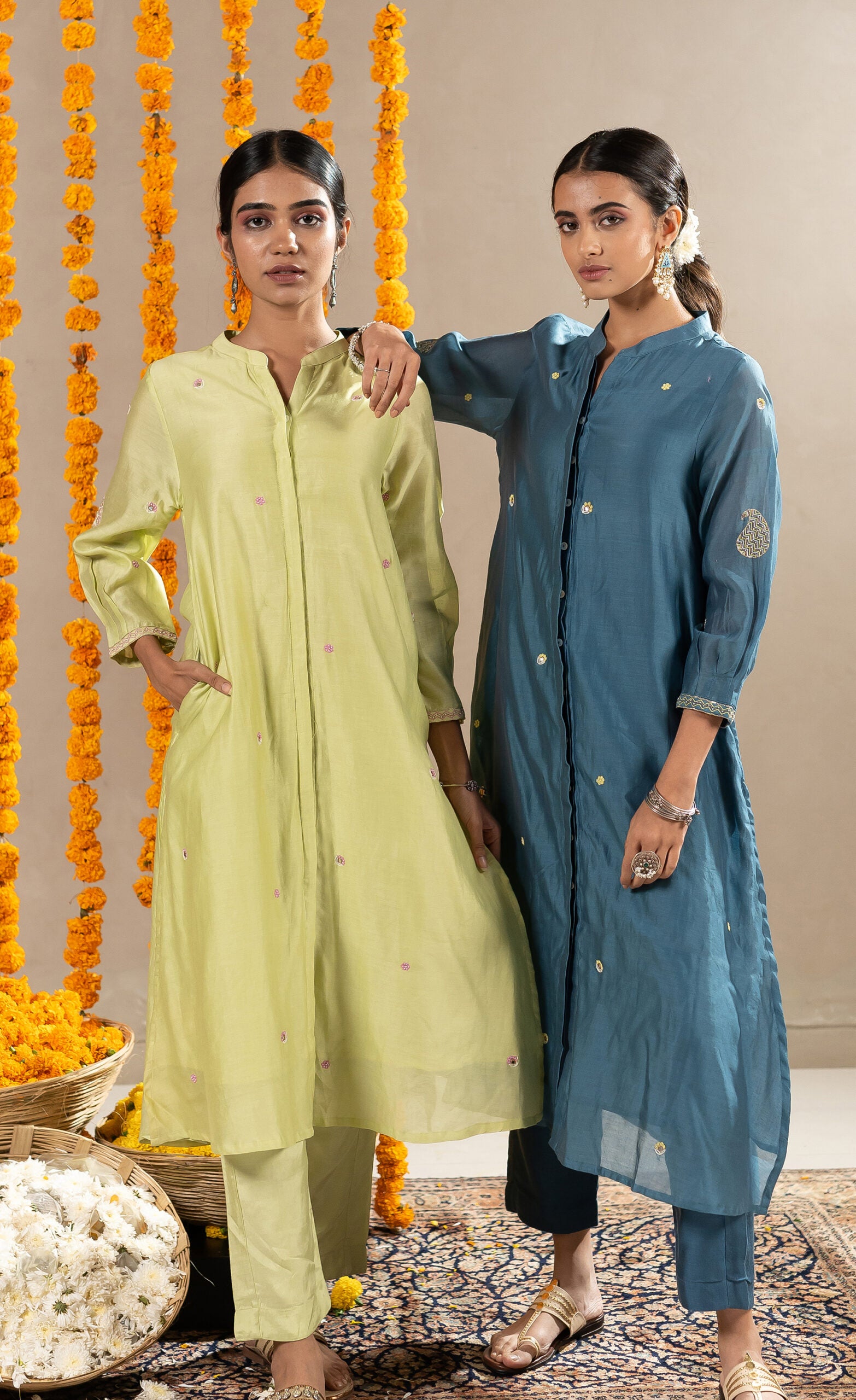 Noor-Buttoned-Up-Kurta-With-Pants-Aegean-Blue-