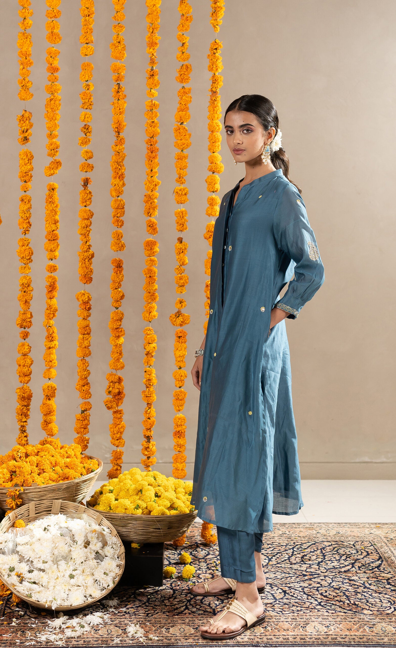 Noor-Buttoned-Up-Kurta-With-Pants-Aegean-Blue-