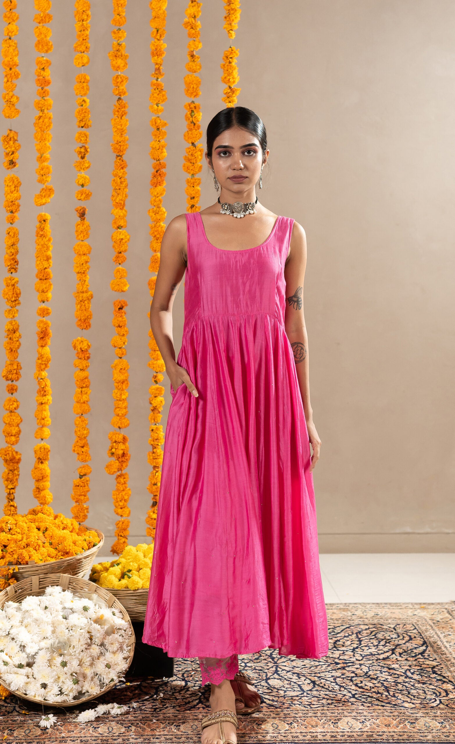 Noorie Kali Dress With Pants - Pink