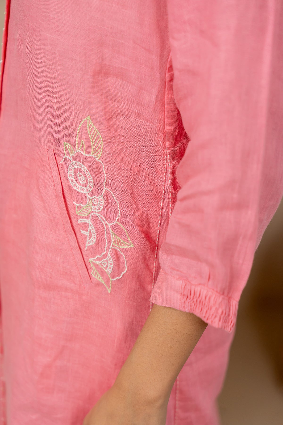 Olivia-Linen-Kurta-and-Pants-Set-With-Pockets-Flamingo-Pink-