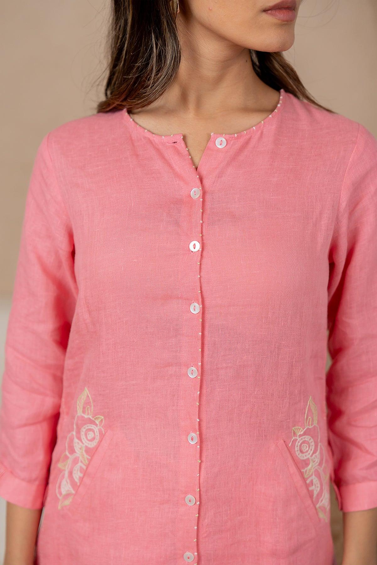 Olivia-Linen-Kurta-and-Pants-Set-With-Pockets-Flamingo-Pink-