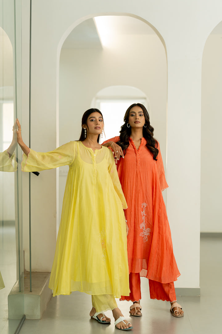 Orchid-Chanderi-Silk-Kali-Kurta-and-Pant-Set-Apricot-