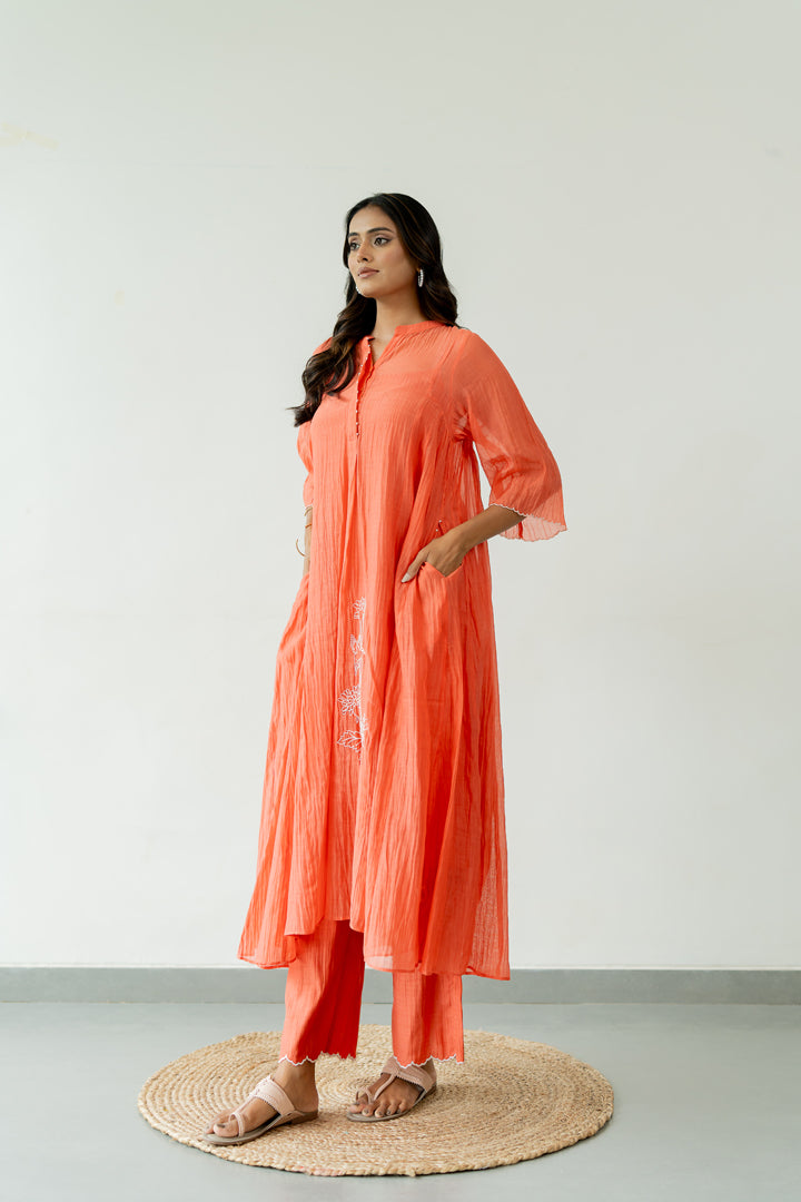 Orchid-Chanderi-Silk-Kali-Kurta-and-Pant-Set-Apricot-