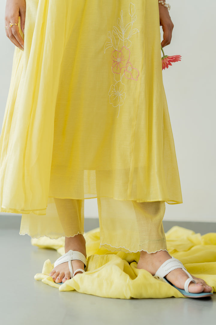 Orchid-Chanderi-Silk-Kali-Kurta-and-Pant-Set-Lemon-Yellow-