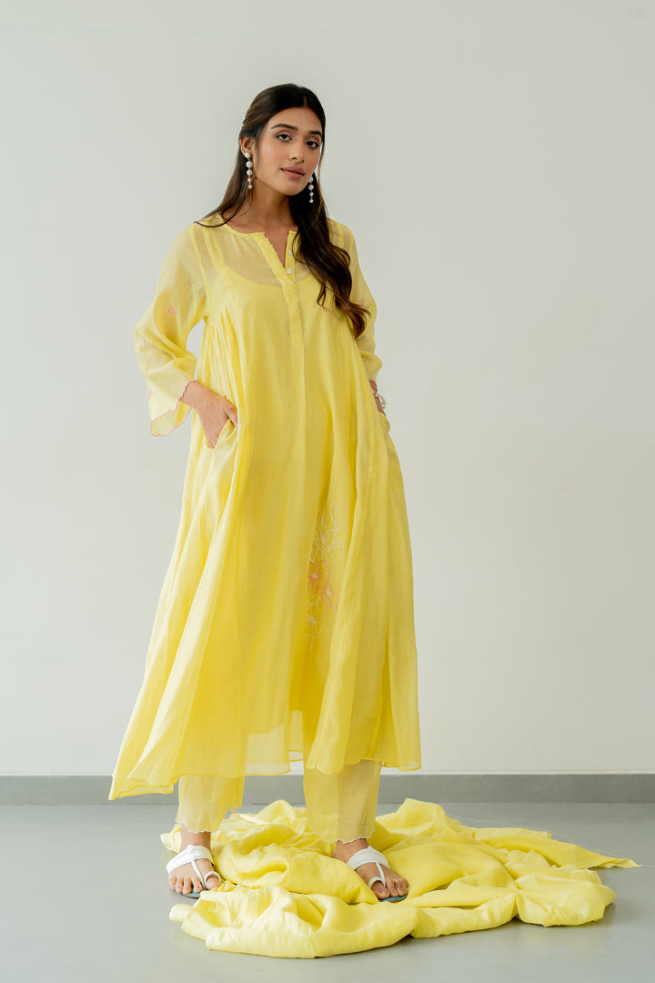 Orchid-Chanderi-Silk-Kali-Kurta-and-Pant-Set-Lemon-Yellow-