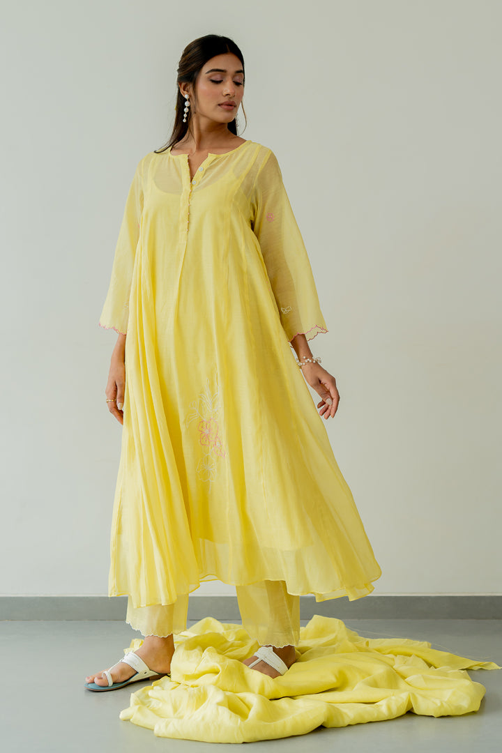 Orchid-Chanderi-Silk-Kali-Kurta-and-Pant-Set-Lemon-Yellow-