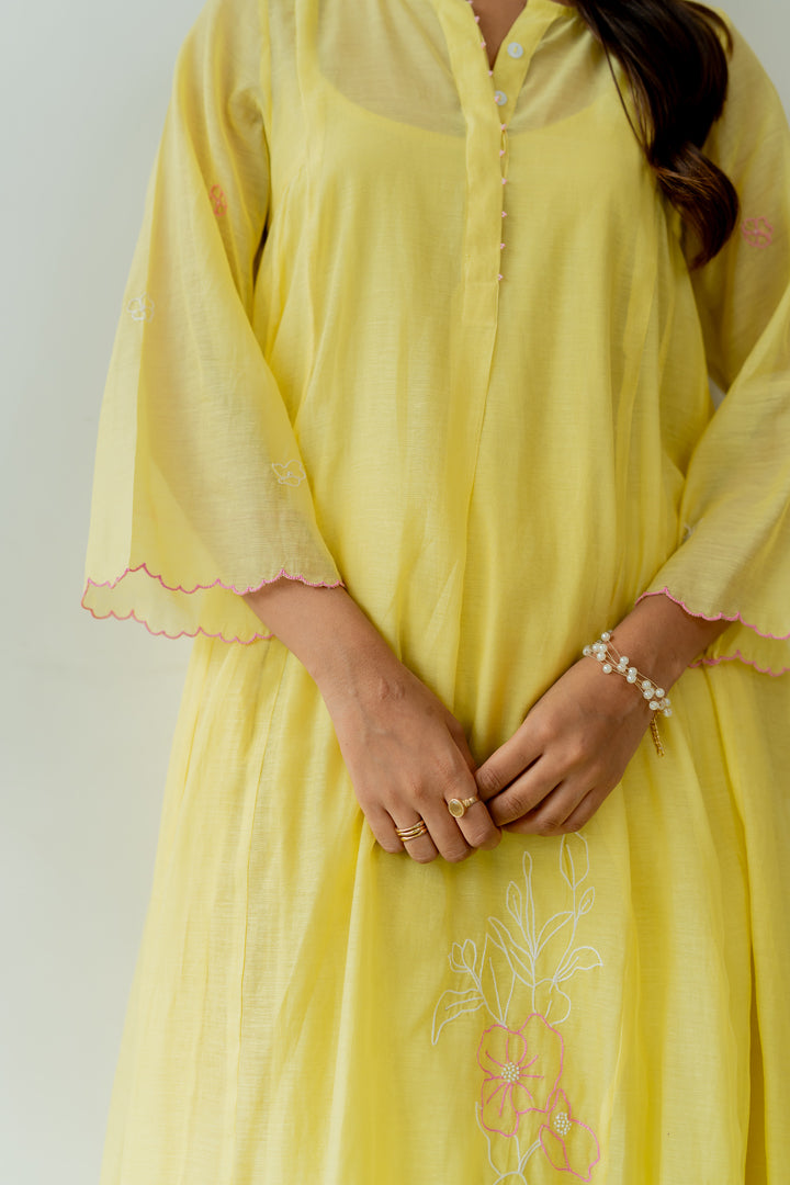 Orchid-Chanderi-Silk-Kali-Kurta-and-Pant-Set-Lemon-Yellow-