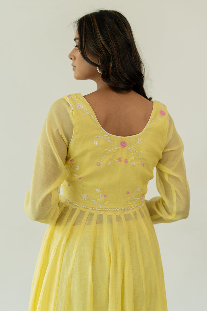 Pankhudi-Chanderi-Anarkali-Kurta-and-Pant-Set-Lemon-Yellow-