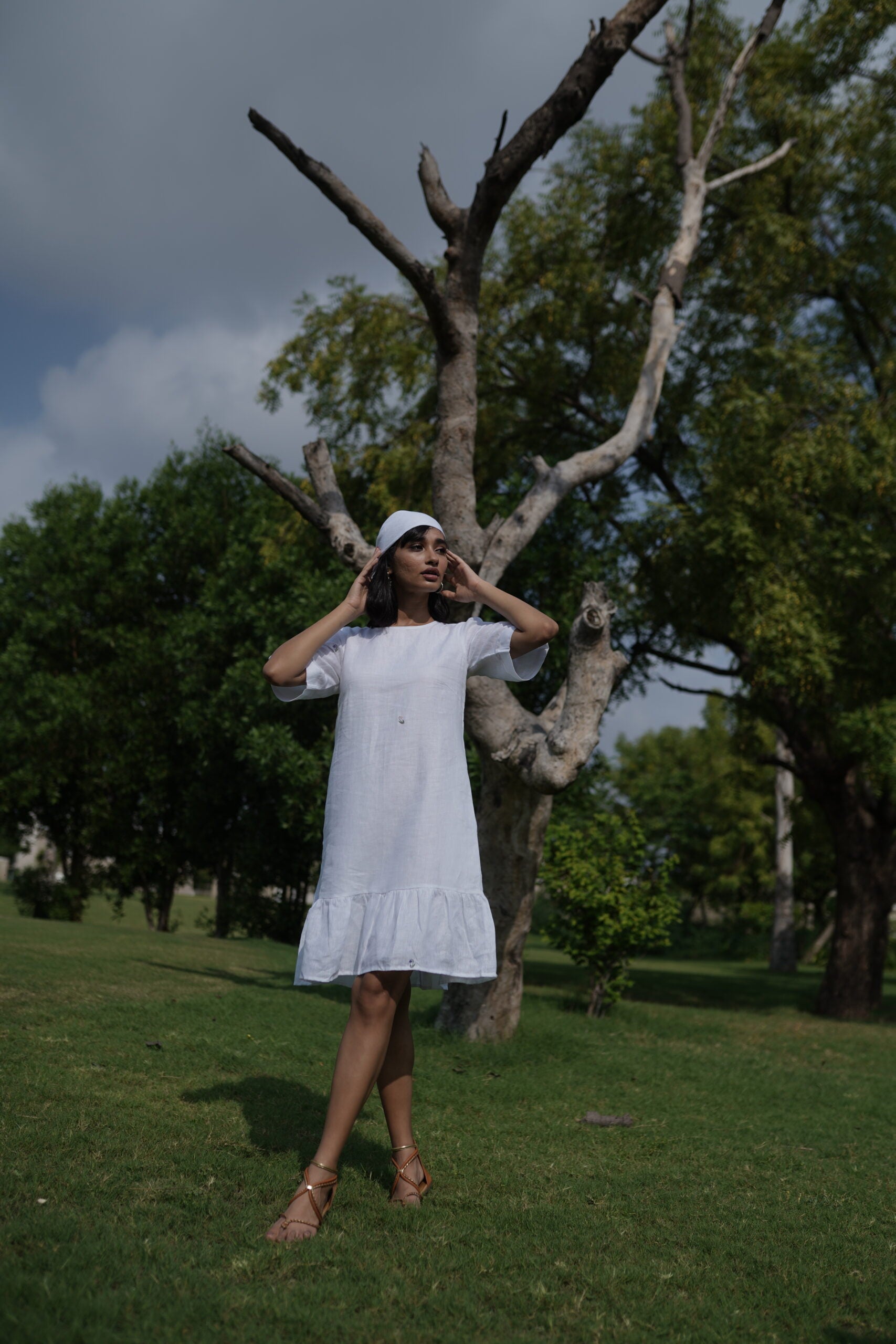 Bella Linen Short Dress - White