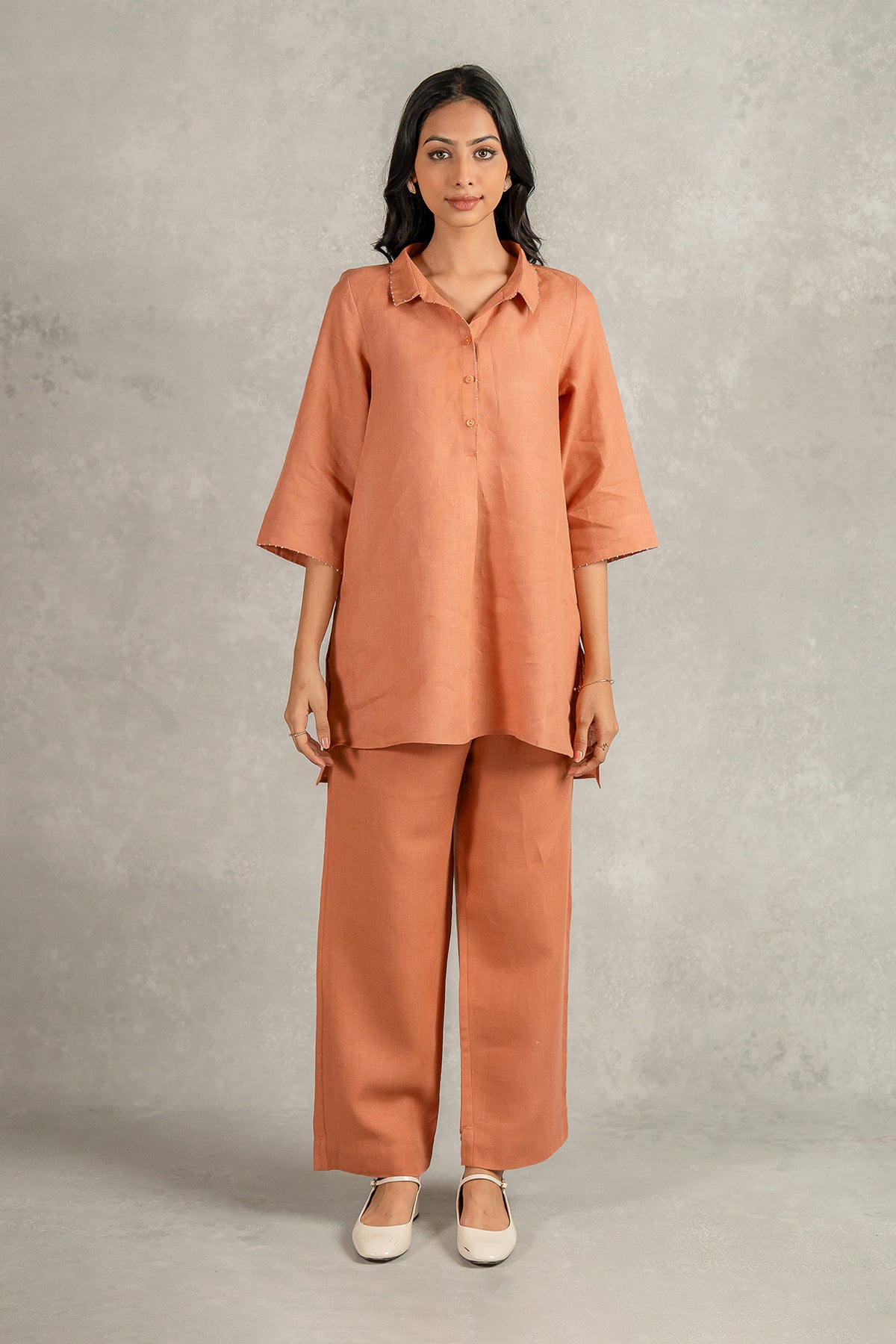 Ramona Linen Top With Pockets – Sand Brown