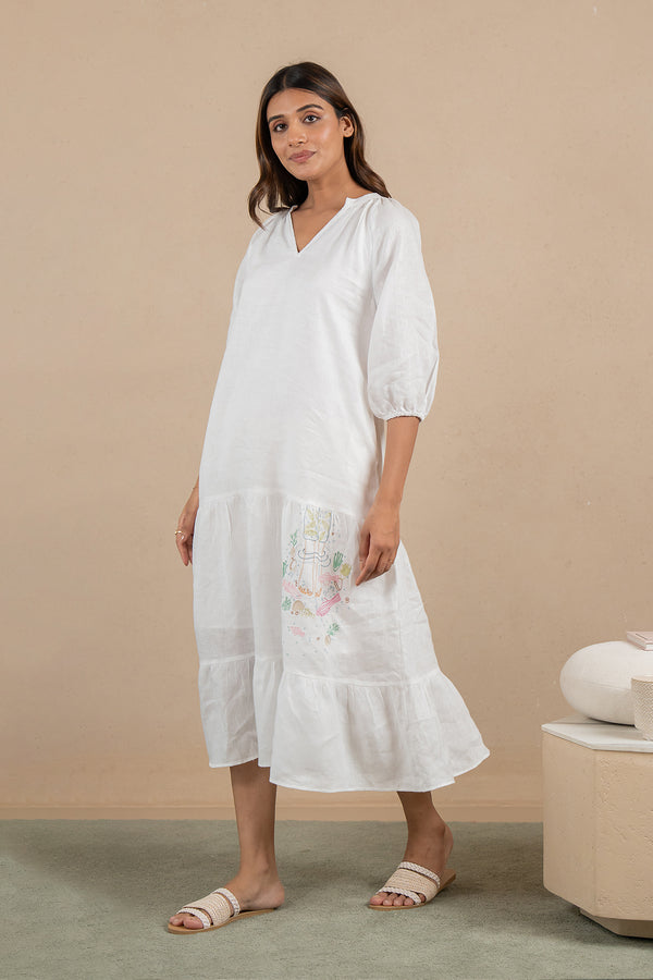 Rosa-Linen-Raglan-Dress-Marble-White-