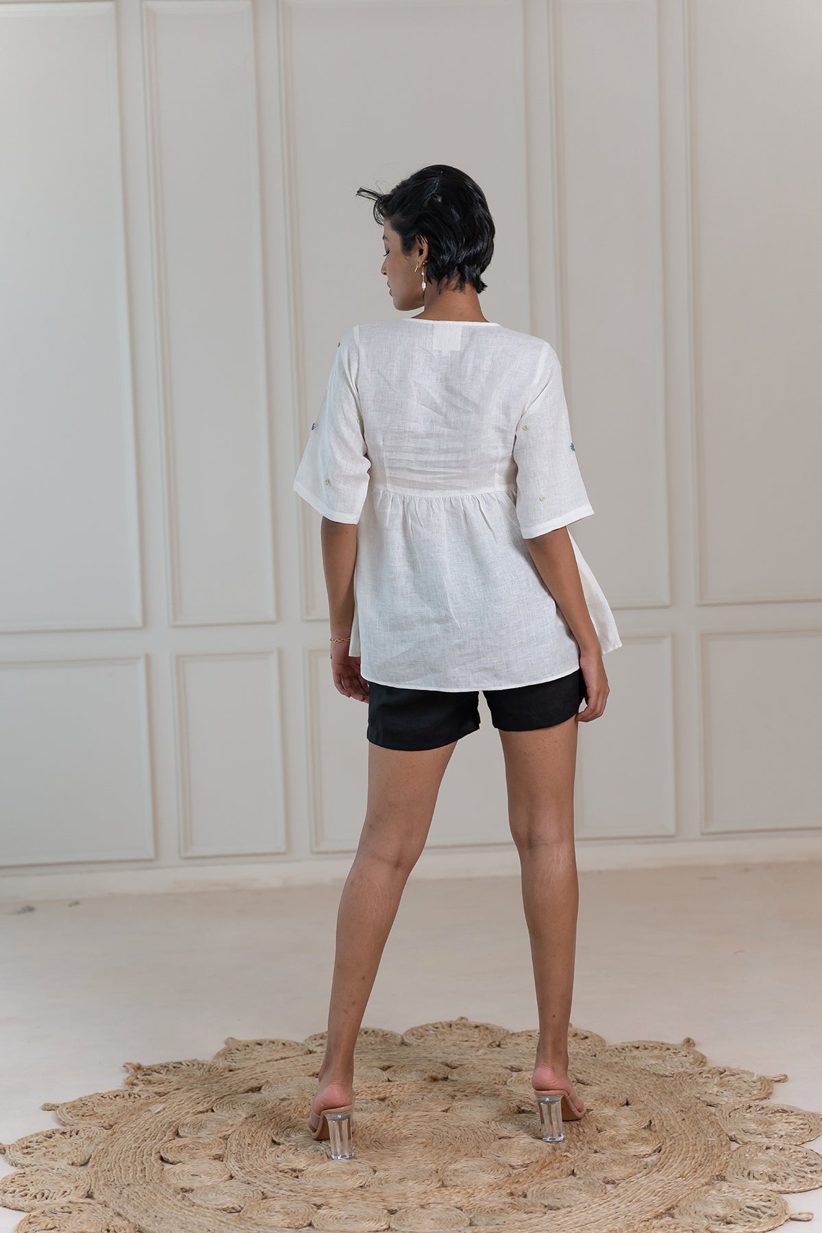 SABINA LINEN TOP - Off White