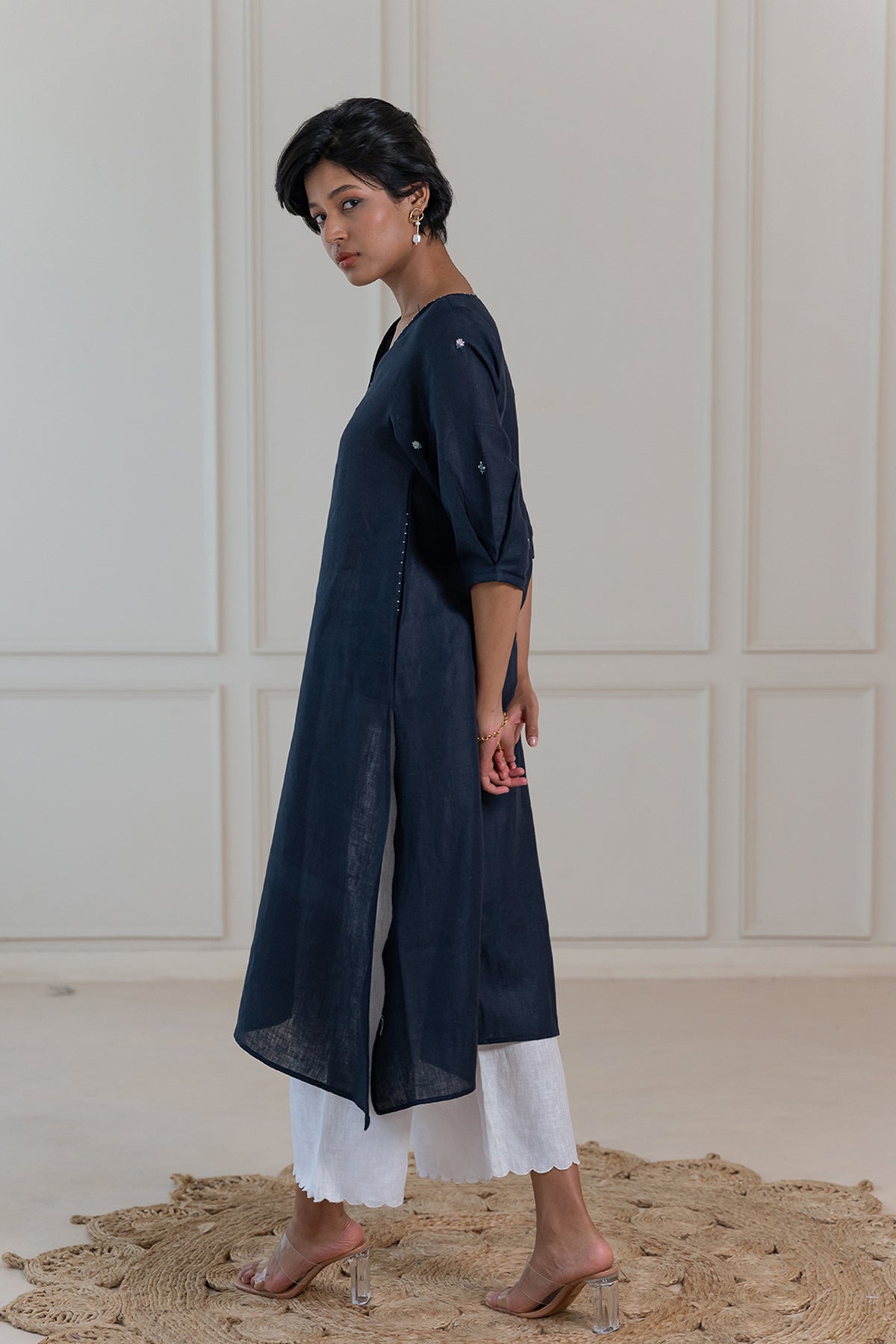 SOFIA LINEN KURTA - Blue