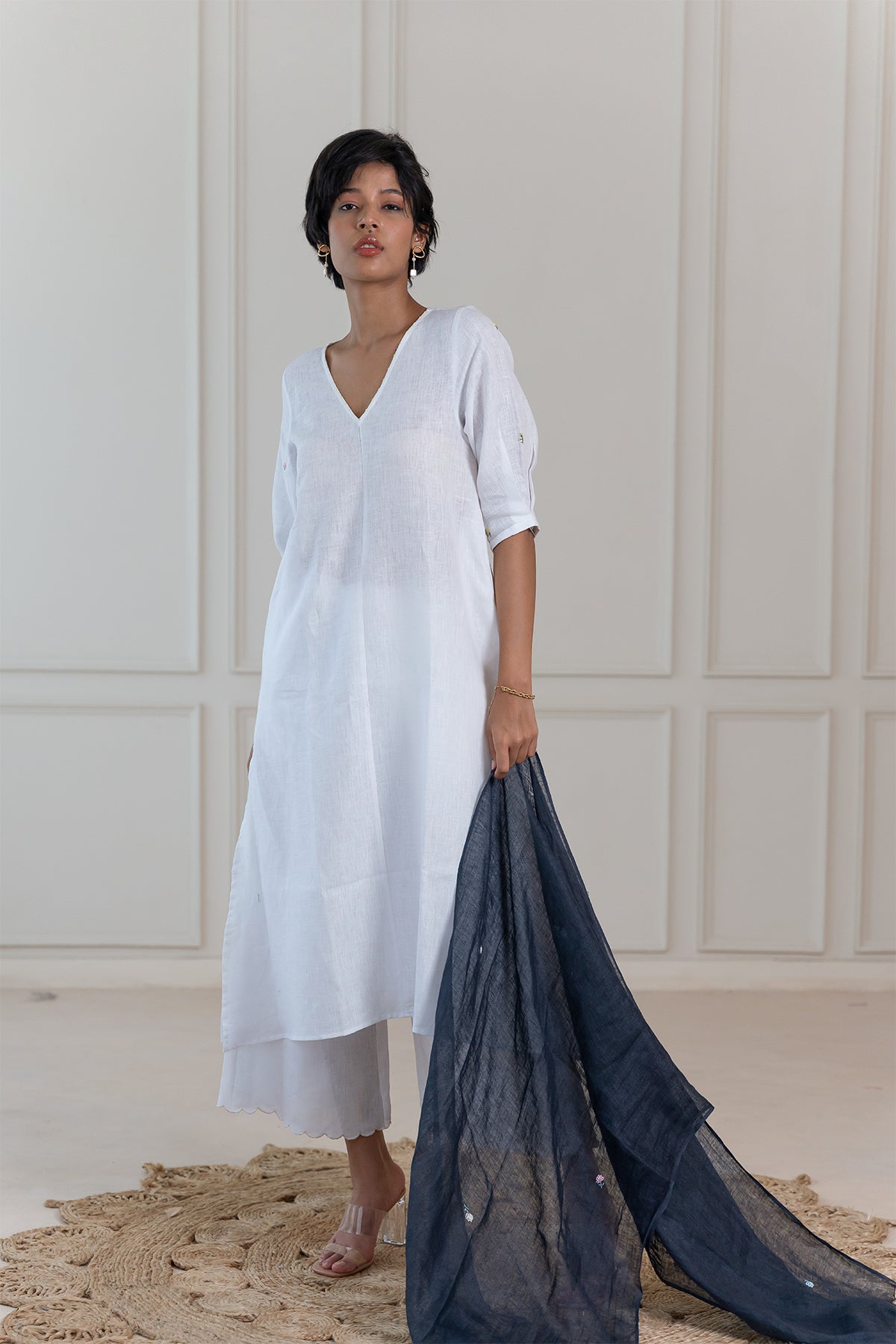 SOFIA LINEN KURTA SET - White
