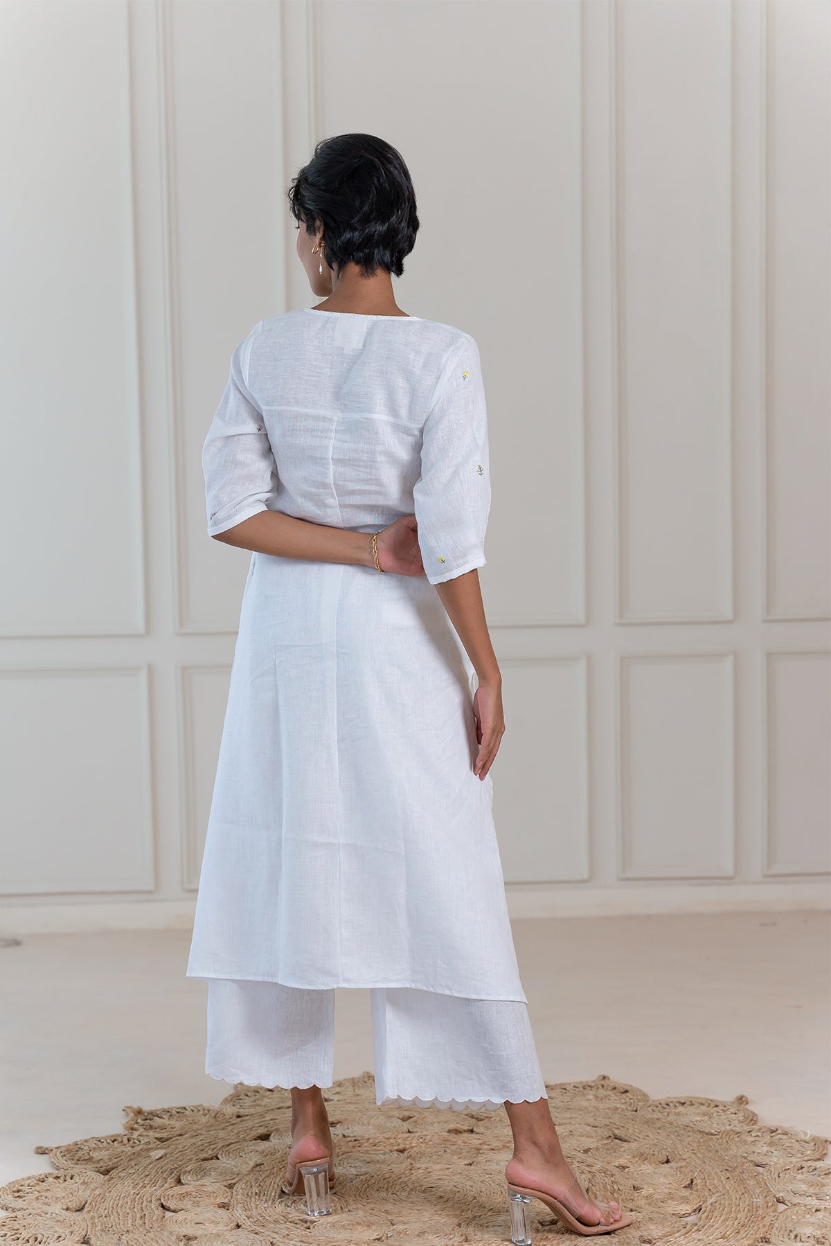 SOFIA LINEN KURTA SET - White