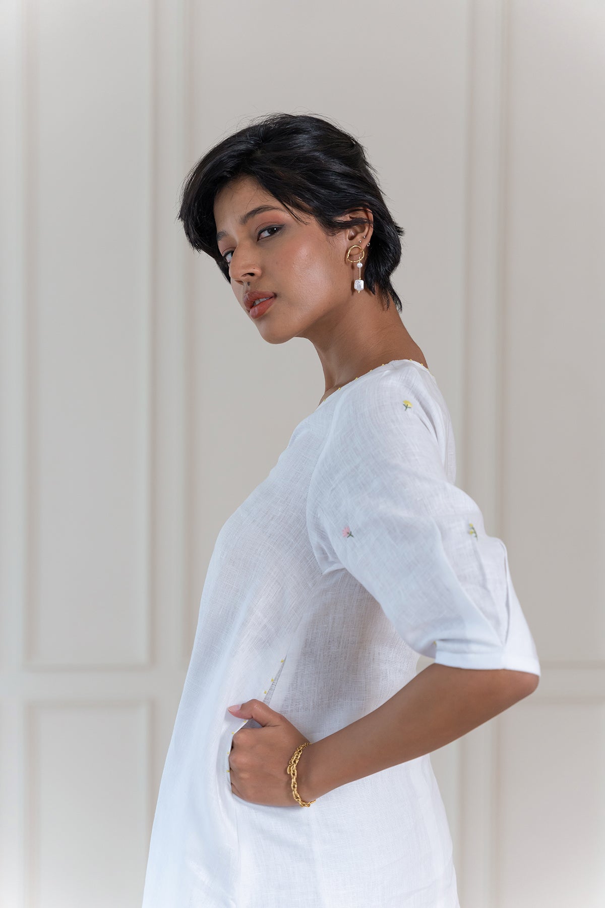 SOFIA LINEN KURTA SET - White