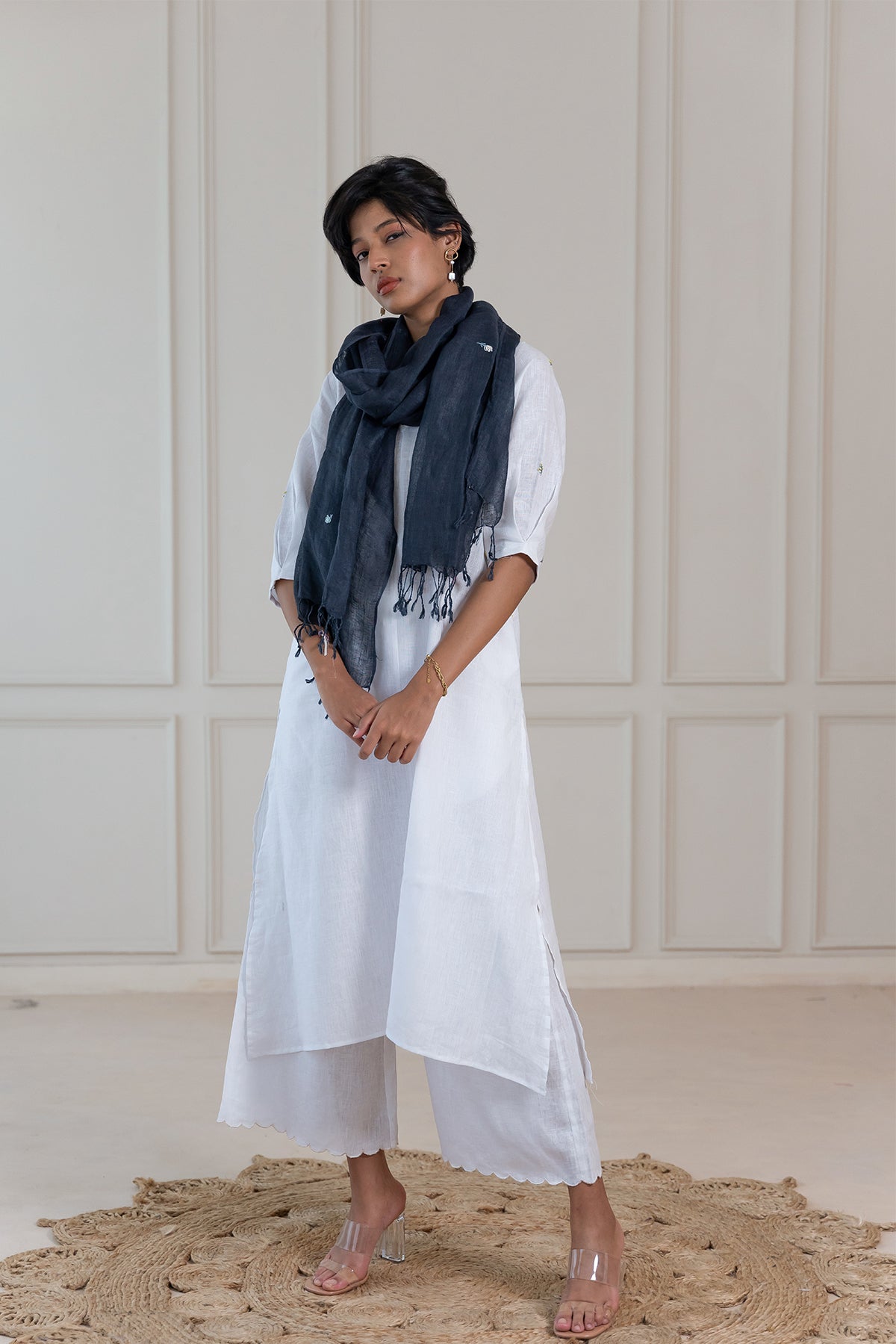 SOFIA LINEN KURTA SET - White