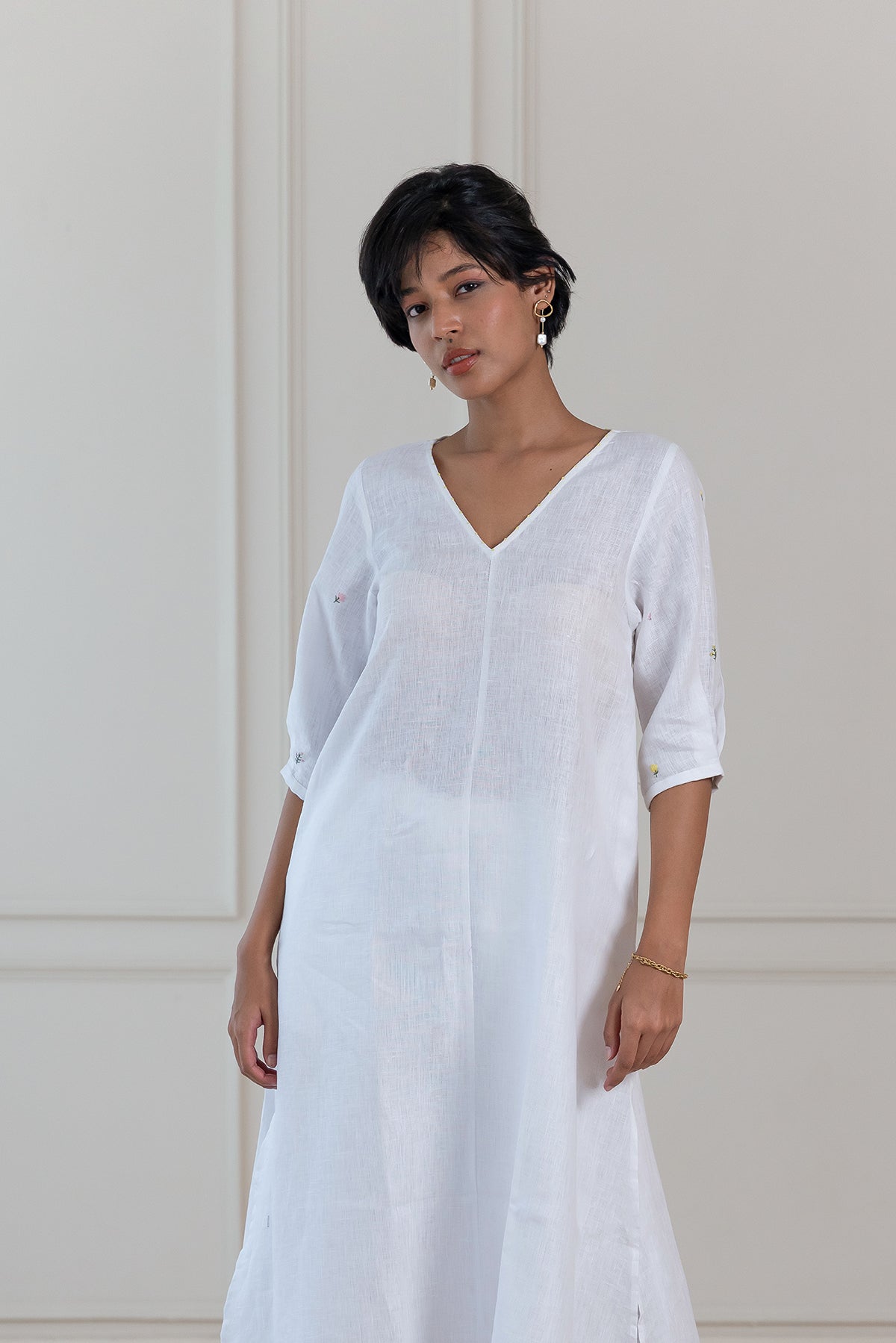 SOFIA LINEN KURTA SET - White