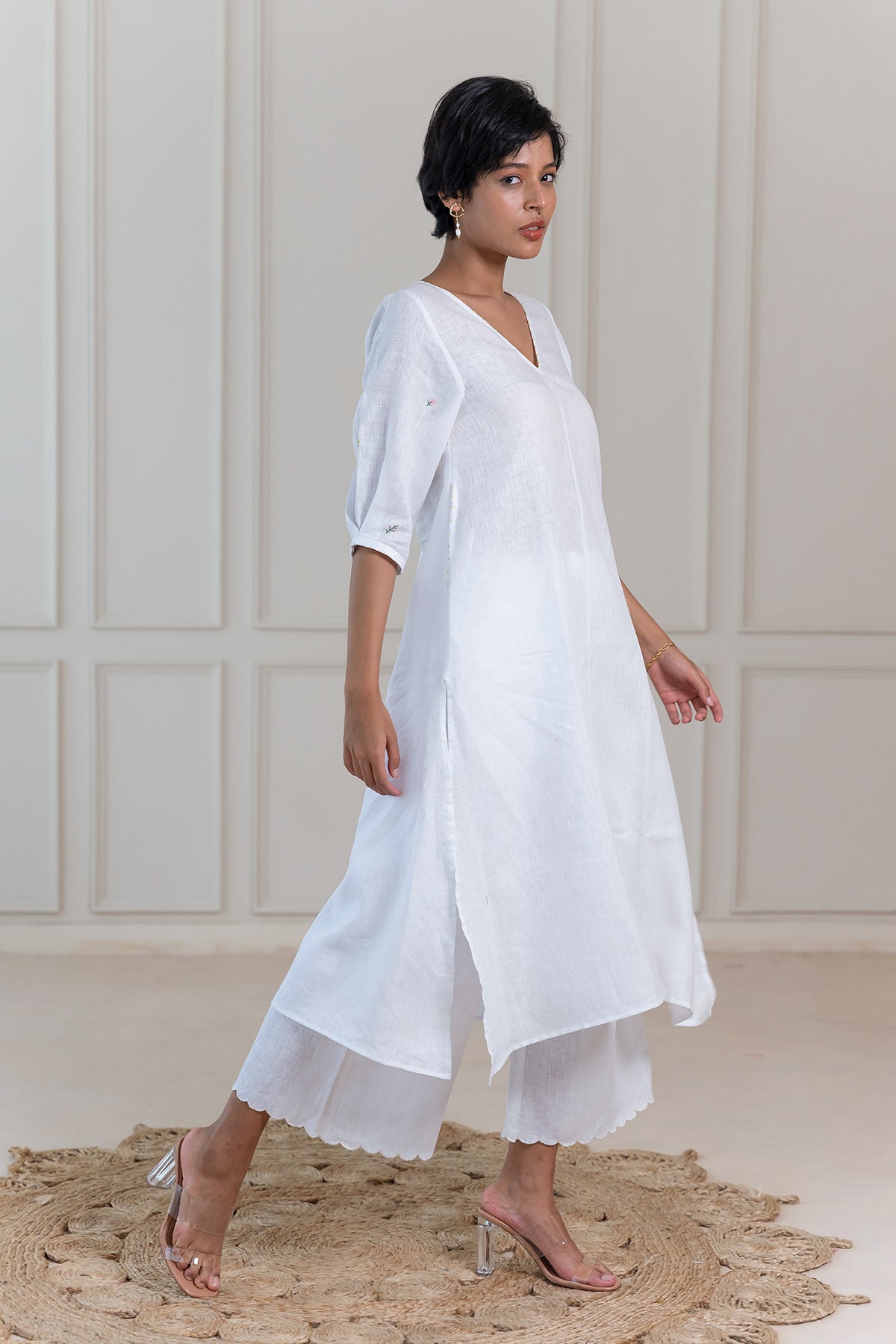 SOFIA LINEN KURTA SET - White