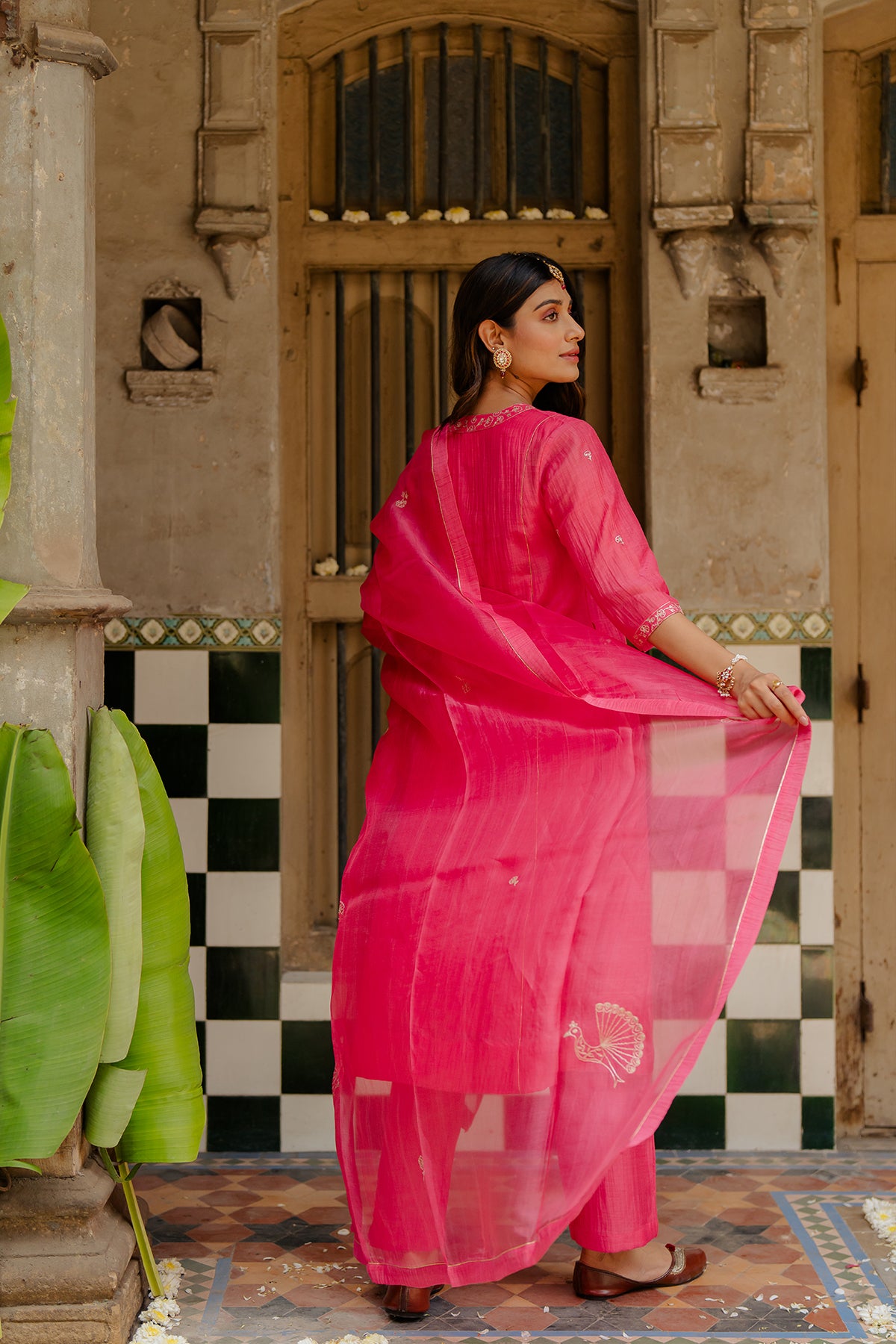 Sadabahar Silk Organza Dupatta - Pink