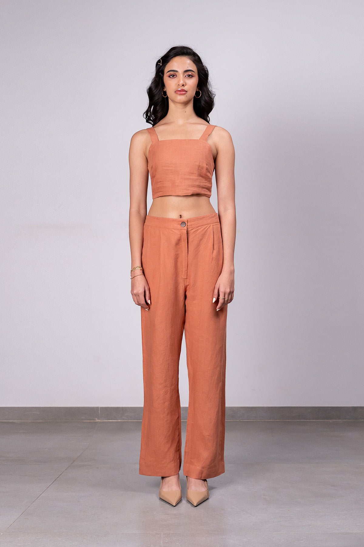 Sally Linen Top – Sand Brown