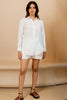 Sandra Linen Curved Hem Shirt - Marble White