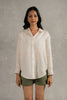 Sandra Linen Curved Hem Shirt - Off-white