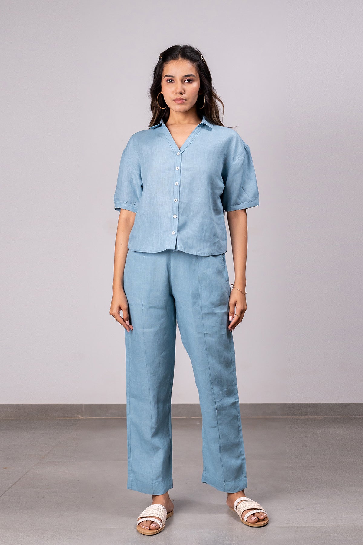 Sunshine Linen Shirt – Icy Blue
