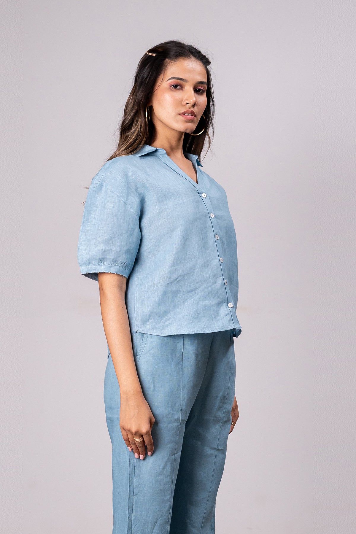 Sunshine Linen Shirt – Icy Blue