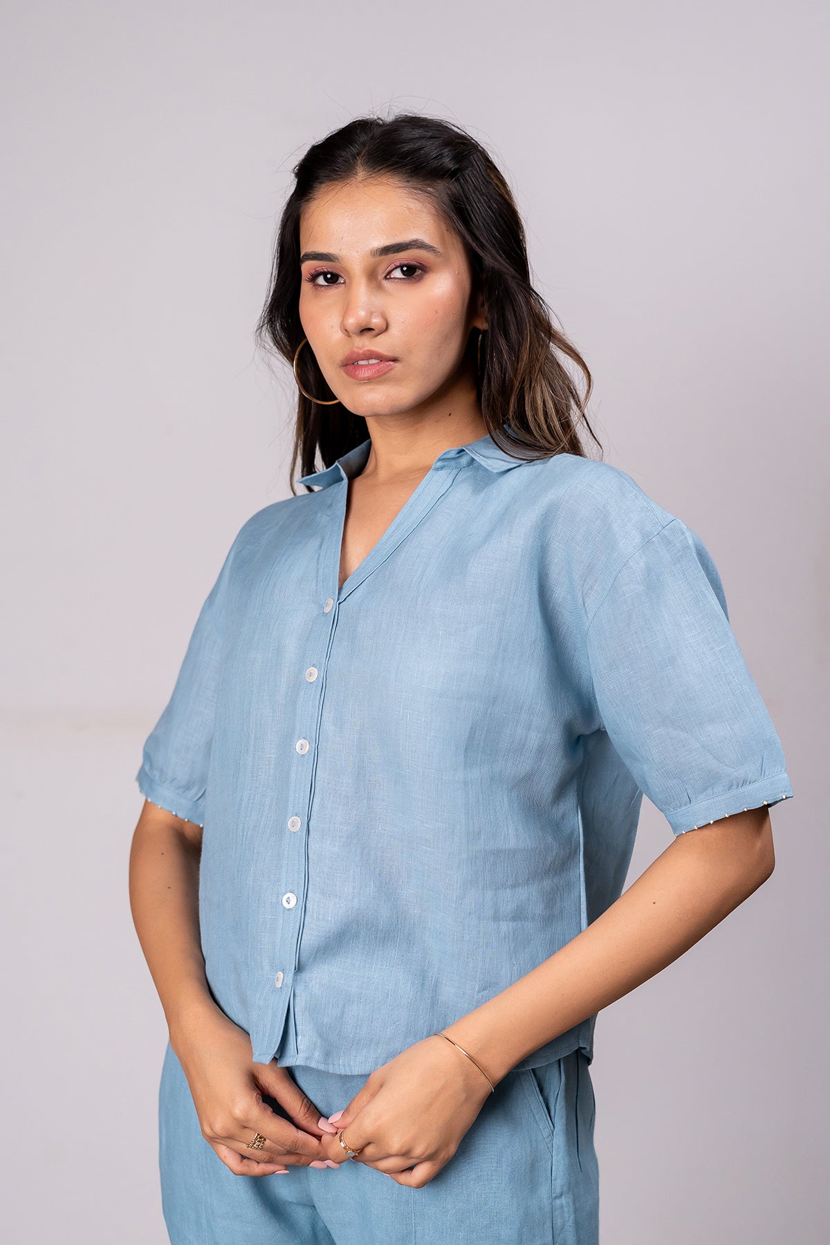 Sunshine Linen Shirt – Icy Blue