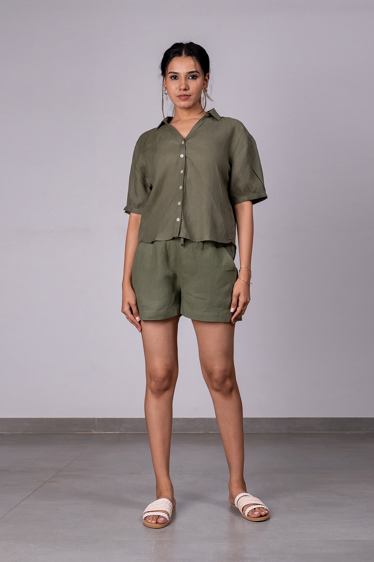 Sunshine Linen Shirt – Olive Green
