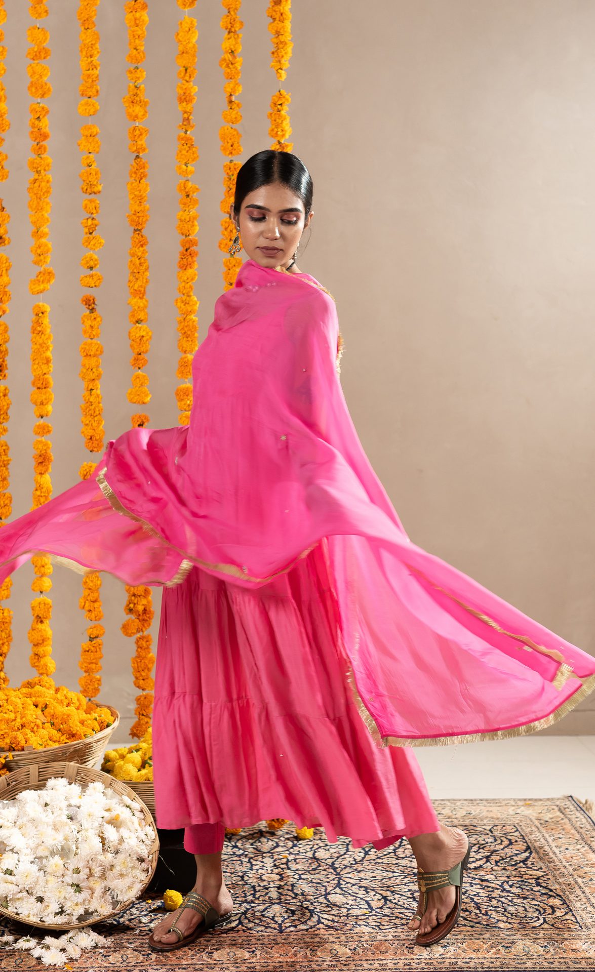 Tara Tier Dress With Pants- Pink
