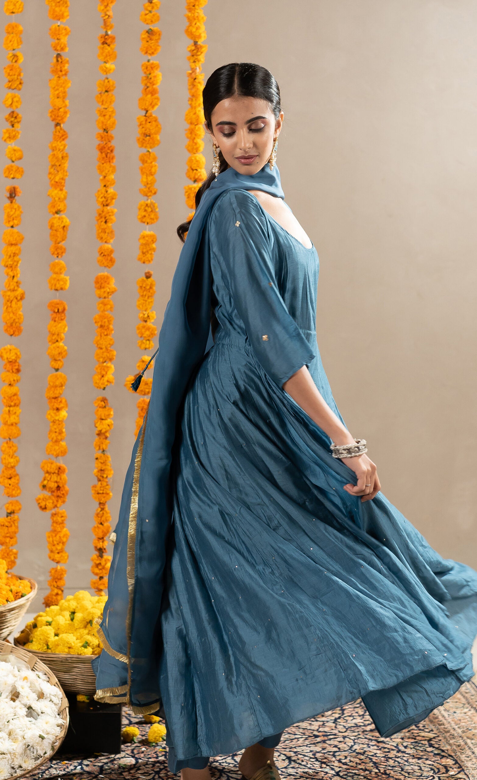 Vedica-Kali-Dress-With-Pants-Aegean-Blue-
