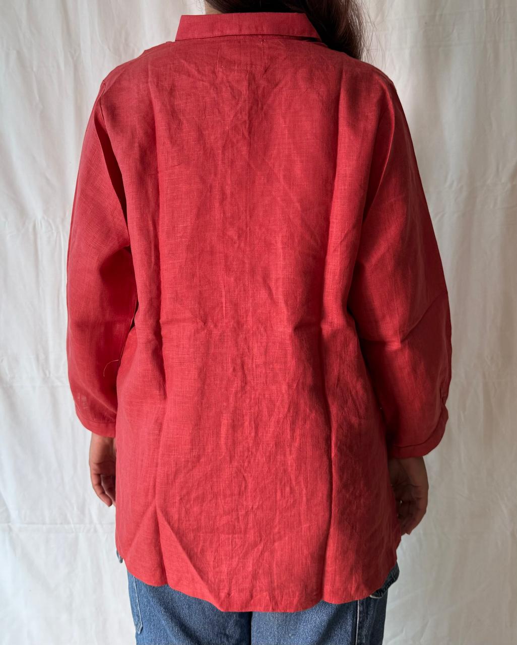 Linen Classic Collar Shirt - Rust