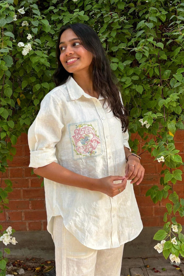 Pisces Pocket Linen Shirt - Off white