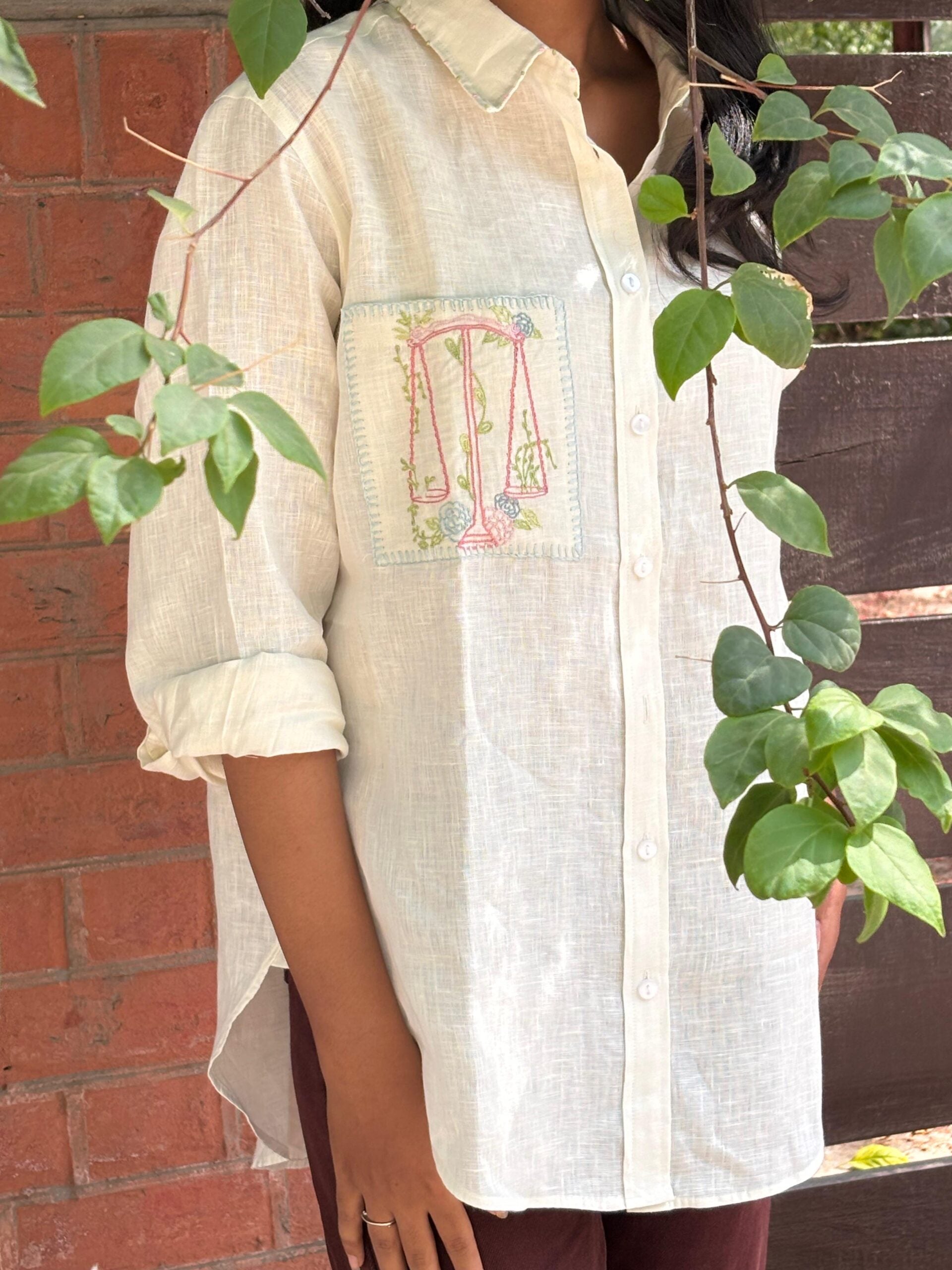 Libra Pocket Linen Shirt - Off white