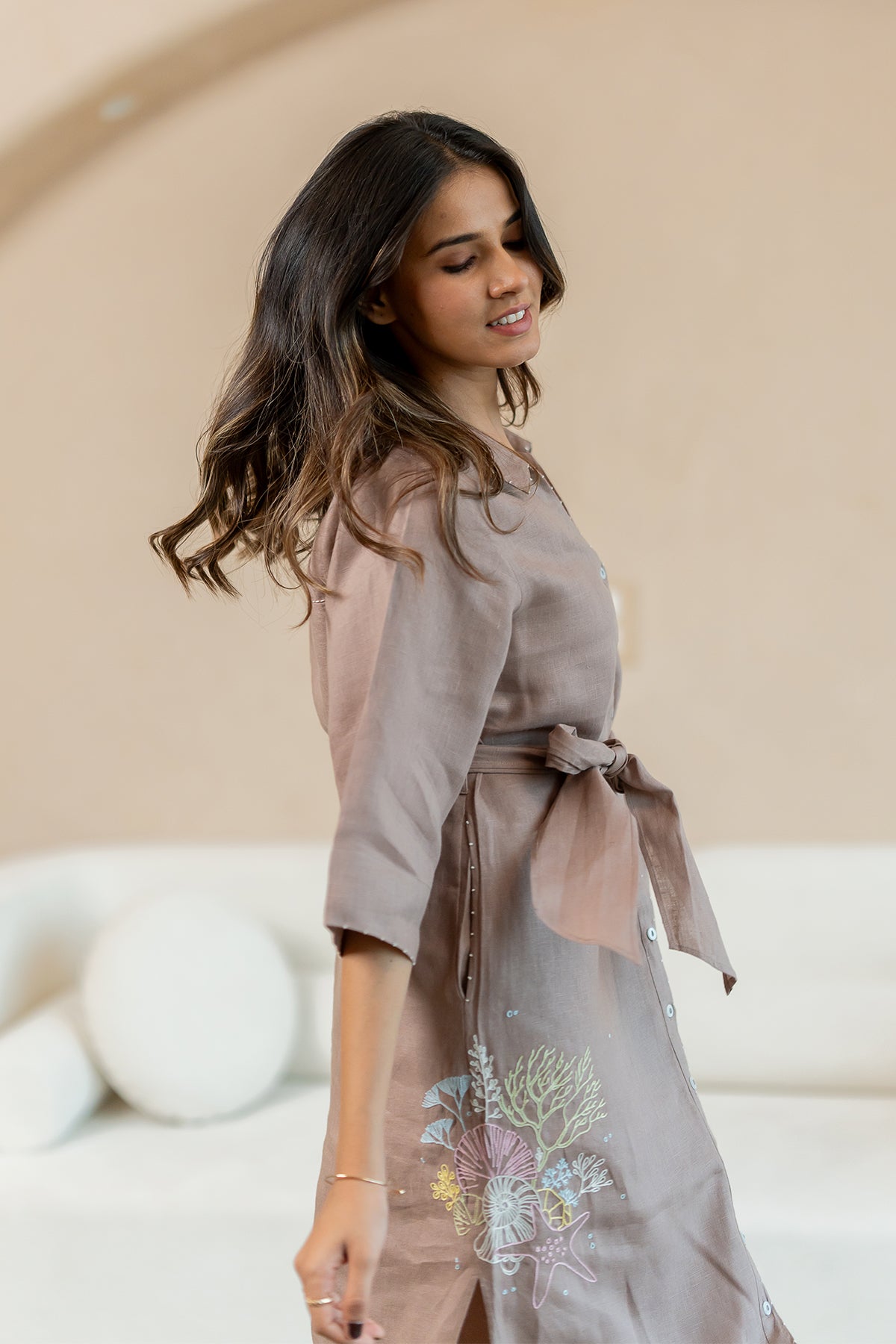 Yavie-Linen-Long-dress-with-Pockets-Mud-